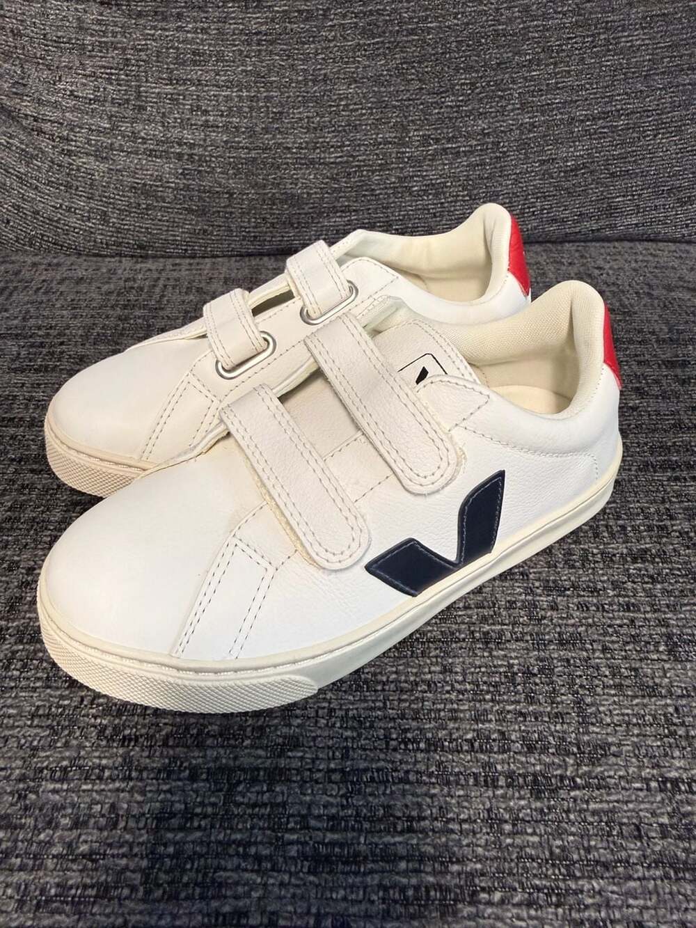 VEJA Small Leather No Tie Sneakers White Nautico Pekin